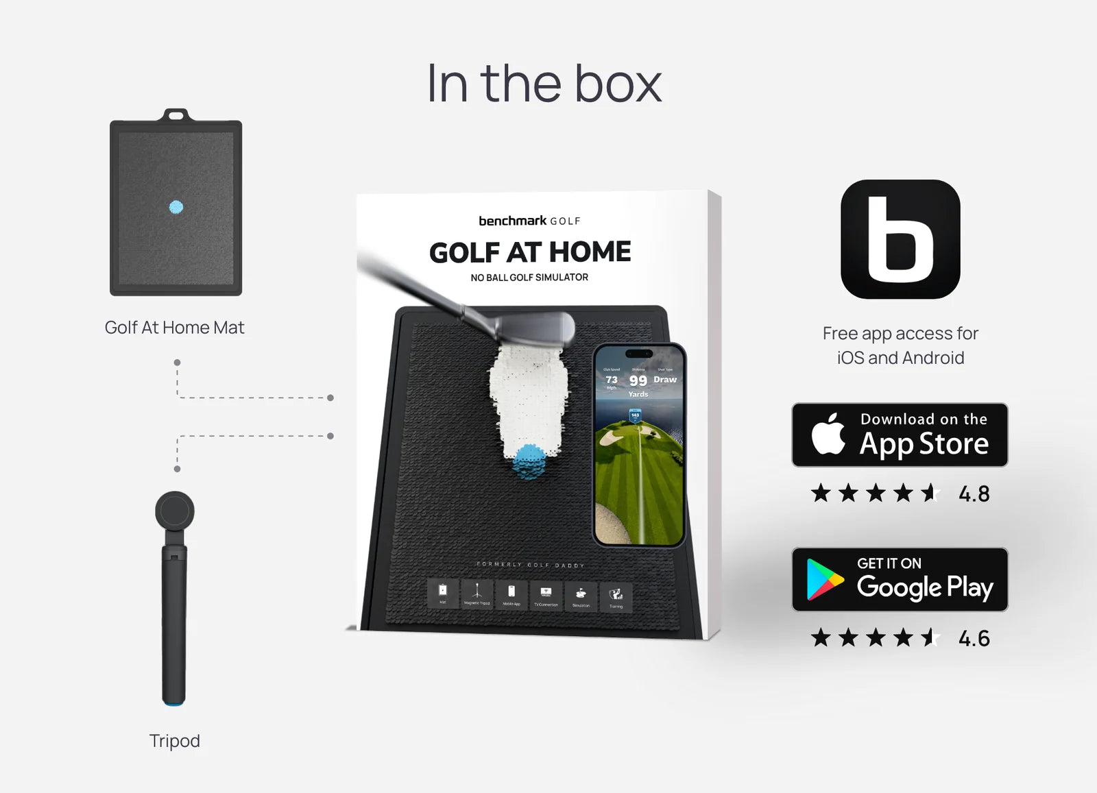 In the box: mat, tripod, and free app access