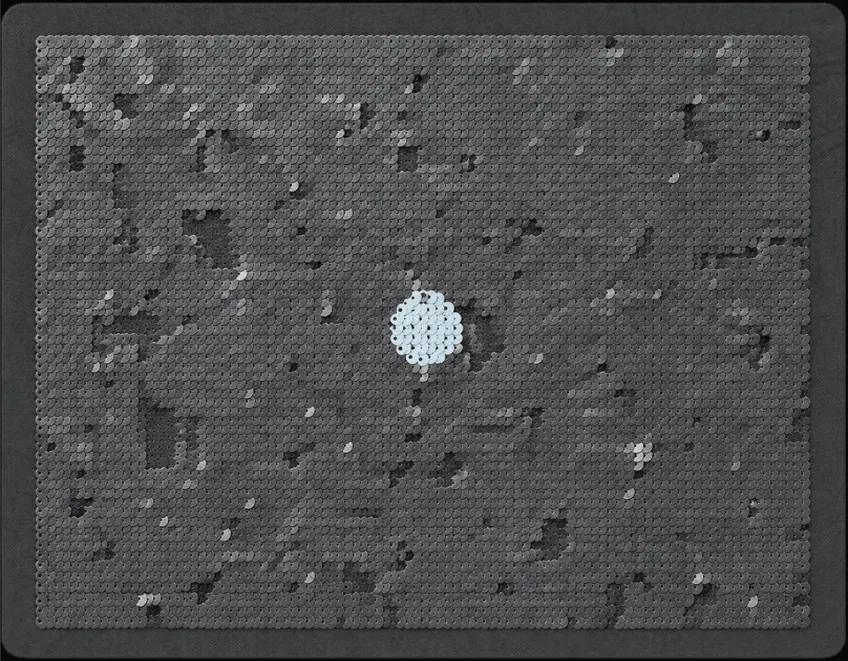 Worn impact pad, close up