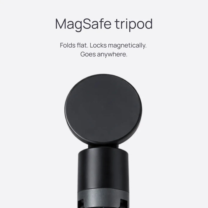 MagSafe tripod head that folds flat and locks magnetically